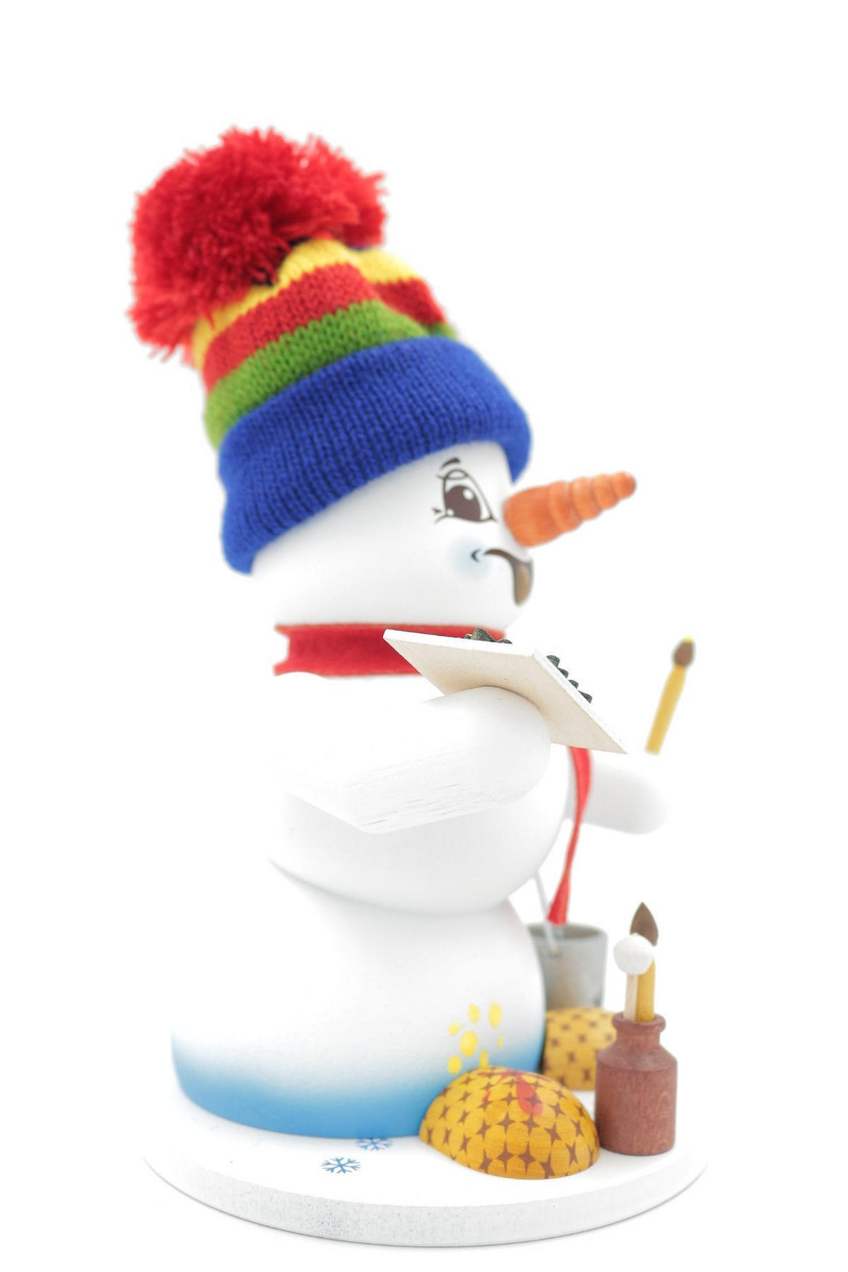 RAUCHFIGUR Schneemann Weiß Maler 19 cm - Multicolor, Holz (15/19/0.1cm)