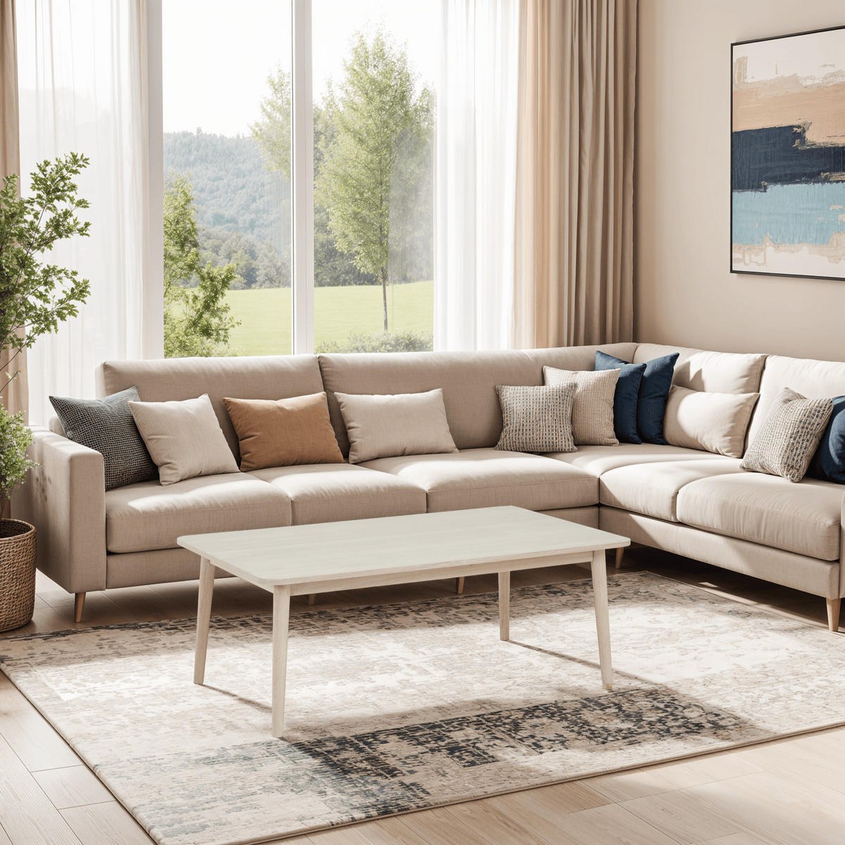COUCHTISCH rechteckig Eiche massiv 70/125/52 cm - Beige, Holz (70/125/52cm) - Furnhouse