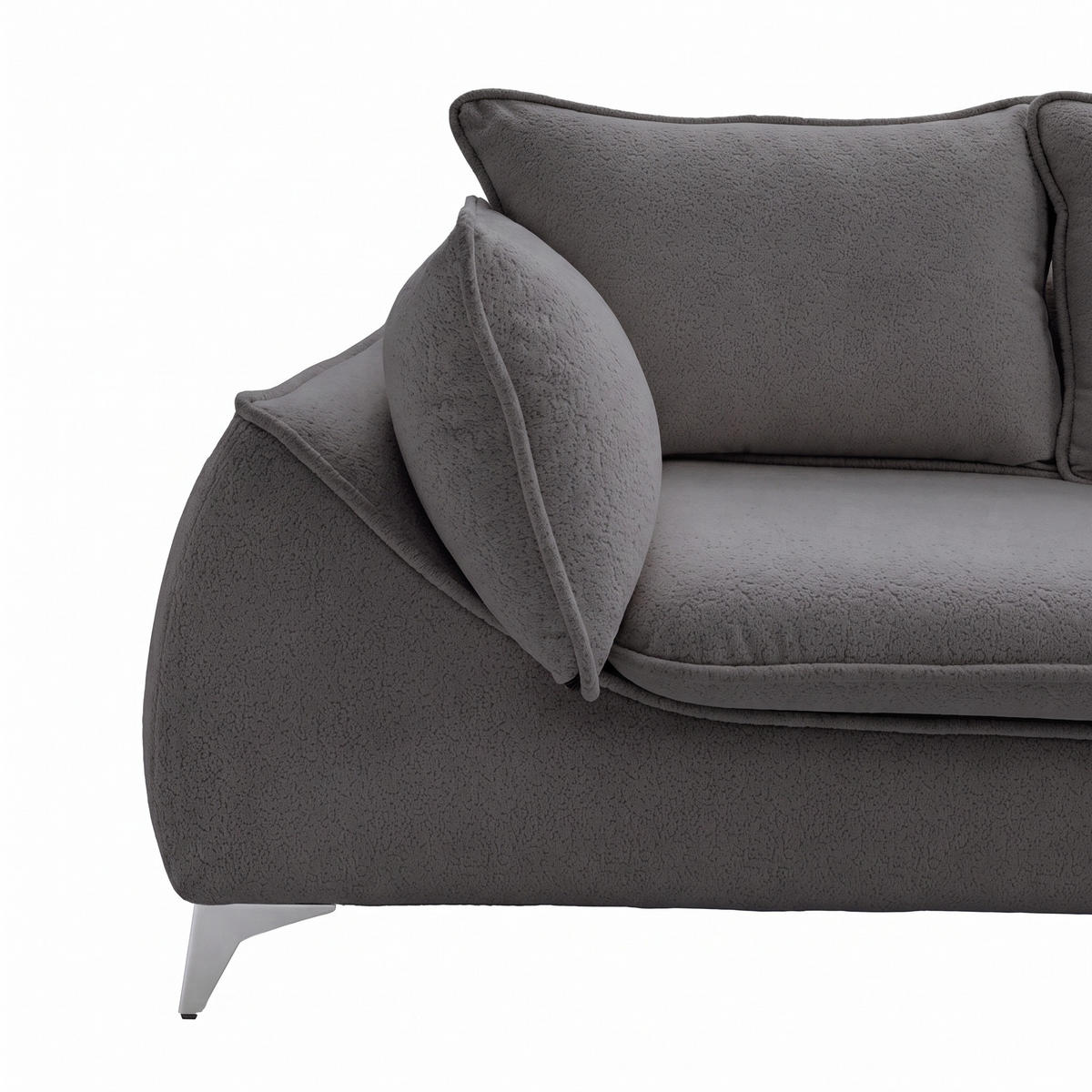 3-SITZER Sofa MELANI 252 cm Velours Anthrazit - Chromfarben/Anthrazit, Holz/Textil (252/90/88cm) - Muffo
