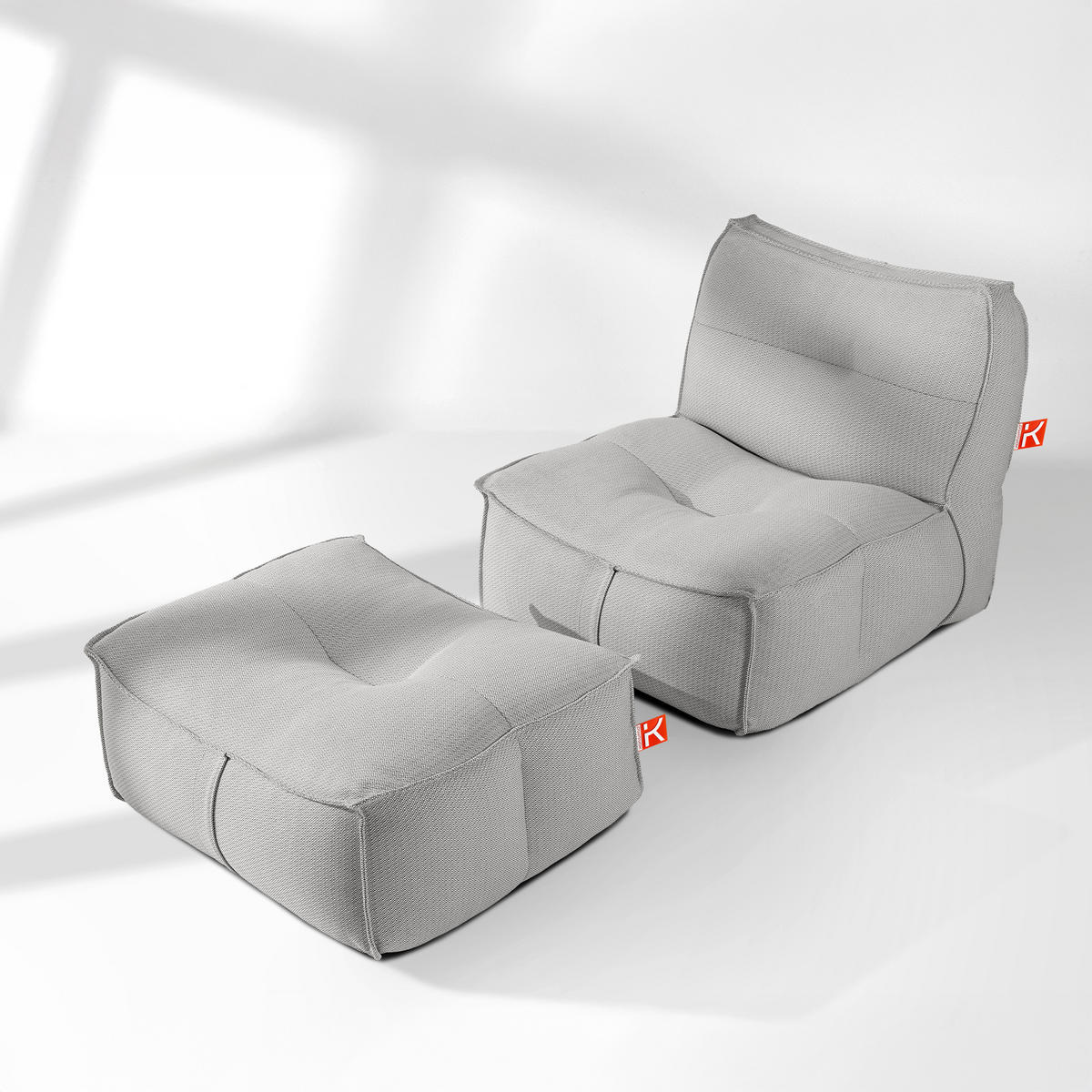 GARTENLOUNGE-SET LOVIA, Möbel-Set, Dunkelgrau/Weiß - Dunkelgrau, Textil (90/82/106cm) - KONSIMO®