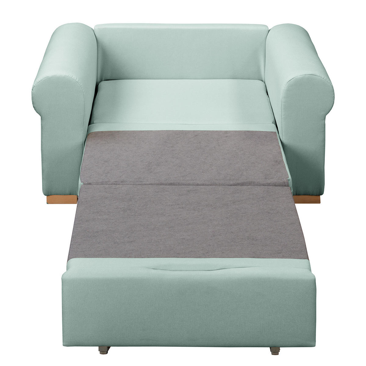 SCHLAFSOFA mit Husse - Buchefarben/Mintgrün, Buchenholz/Textil (125/90/90cm) - home24