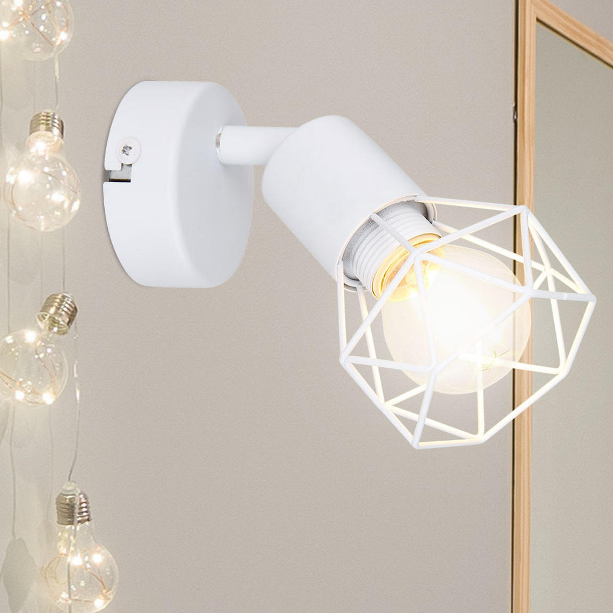 WANDLEUCHTE Metallkäfig Weiß schwenkbar XARA I - Weiß, Metall (8/13.5/13cm) - Globo Lighting