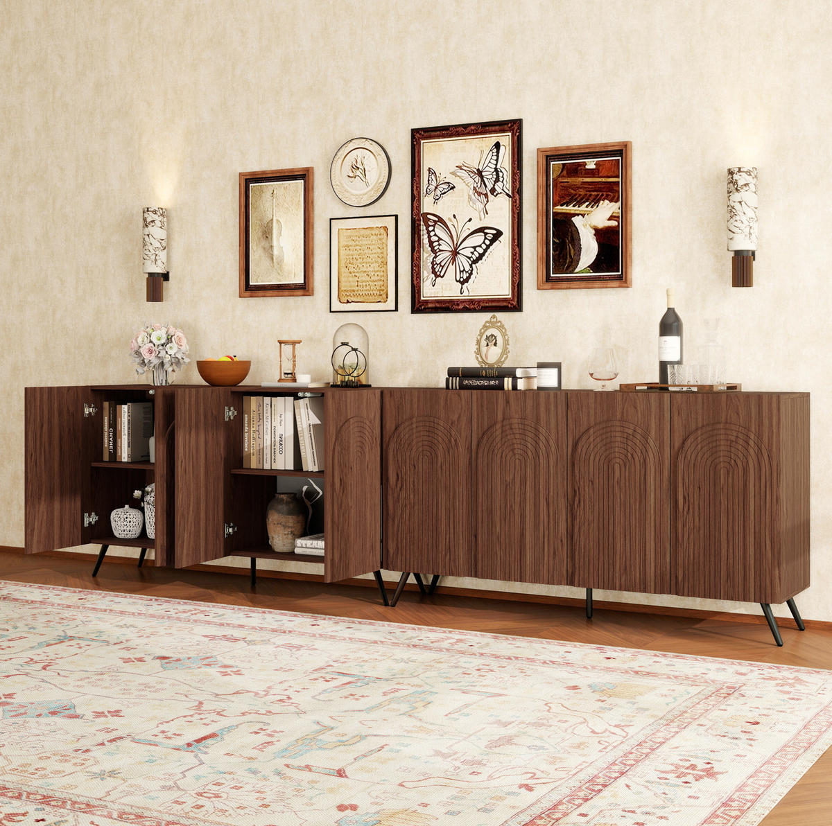 SIDEBOARD 150/38/83 cm walnussbraun aus Holzwerkstoff mit verstellbaren Einlegeböden - Walnussfarben, Holzwerkstoff (150/83/38cm) - OKWISH