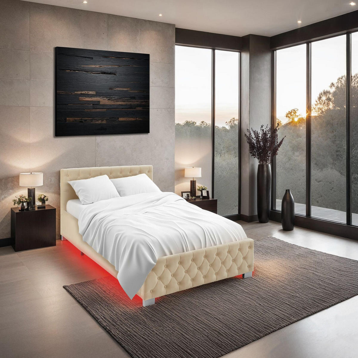POLSTERBETT Venice,großer Stauraum,beige - Beige, Holz (140/200cm) - tectake