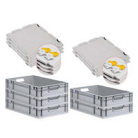 EUROBOX 5x Nextgen Economy Mit Scharnierdeckel Grau/Gelb Griffe Offen 23 Liter - Gelb, Kunststoff (40/12/60cm) - PROREGAL