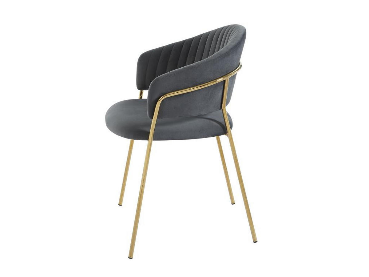 STUHL 2er-Set - Samt & goldfarbenes Metall - Grau - MADOLIA - Grau, Textil (55/81/55cm) - Pascal Morabito