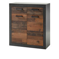 KOMMODE Used Wood, Matera grau 92 cm, Schuhschrank im Shabby-Design - Schwarz/Naturfarben, Holzwerkstoff/Metall (92/104/42cm) - Furn.Design