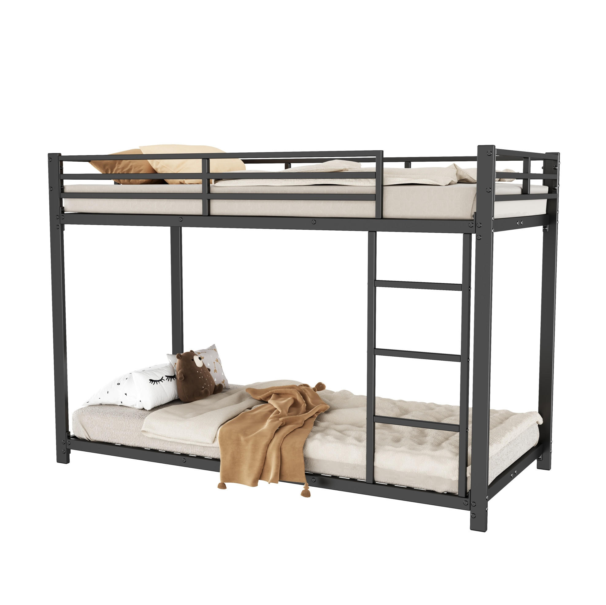 ETAGENBETT 90/200 cm aus Metall in Schwarz – platzsparend und stabil - Schwarz, Metall (90/200cm) - Flora Grace