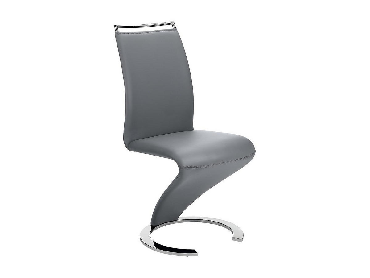 STUHL - 61cm x 49cm - Kunstleder - grau - TWIZY - Grau, Leder (61/100/49cm) - Vente-Unique