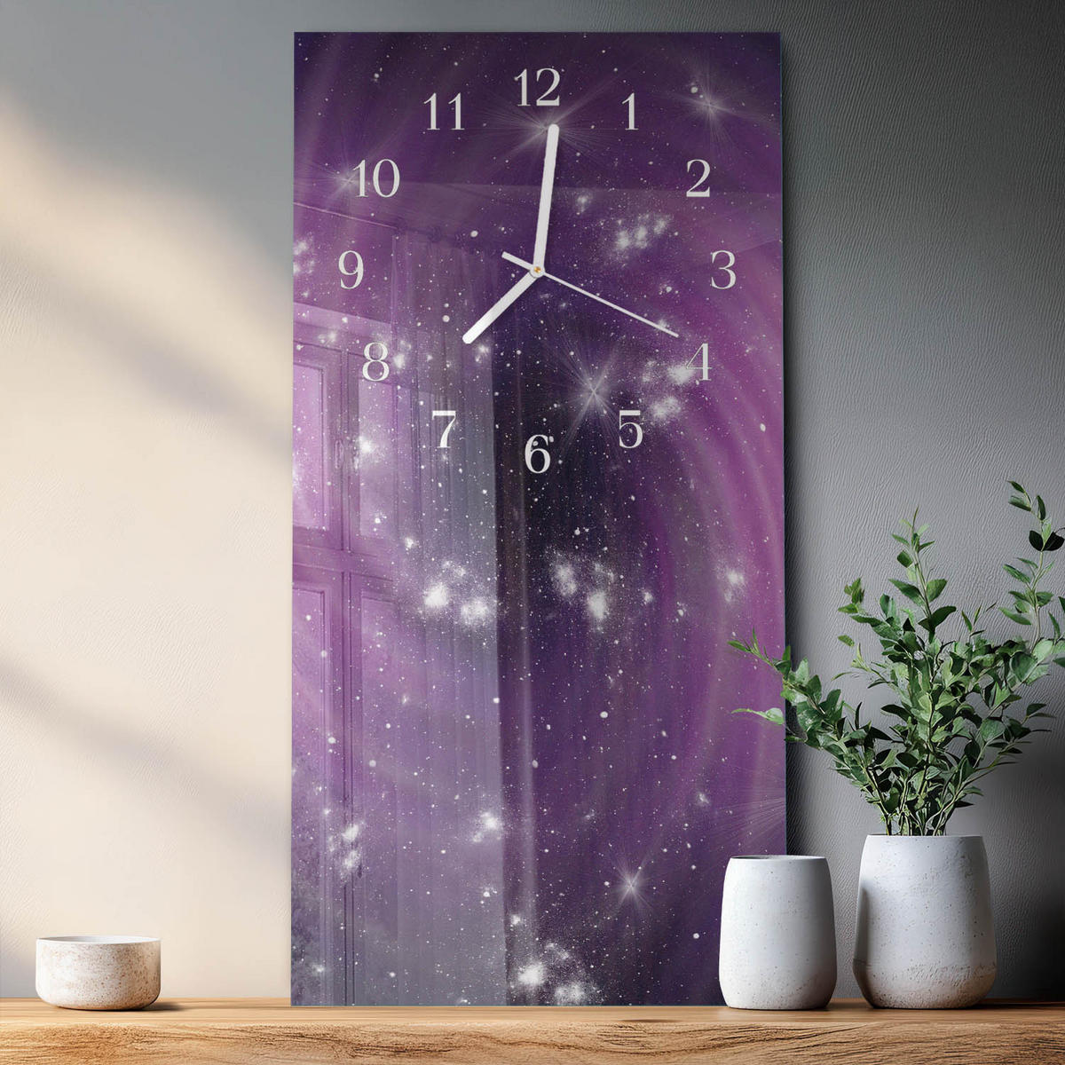 WANDUHR 30x60 cm - Freiheitsstatue - Lila, Glas (30/60/0.4cm) - TULUP