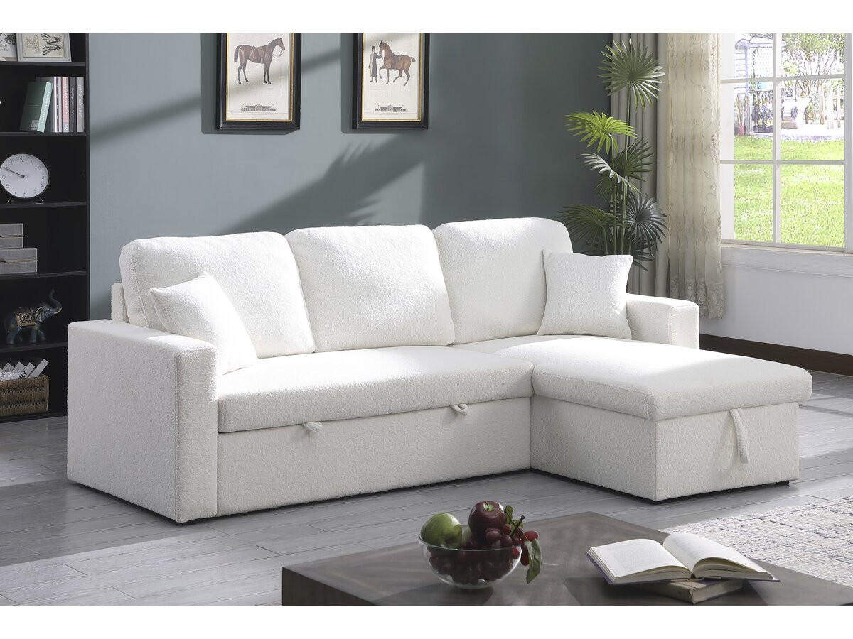 ECKSOFA alain weiss - Weiß, Textil (145/221cm) - Habitat Garten