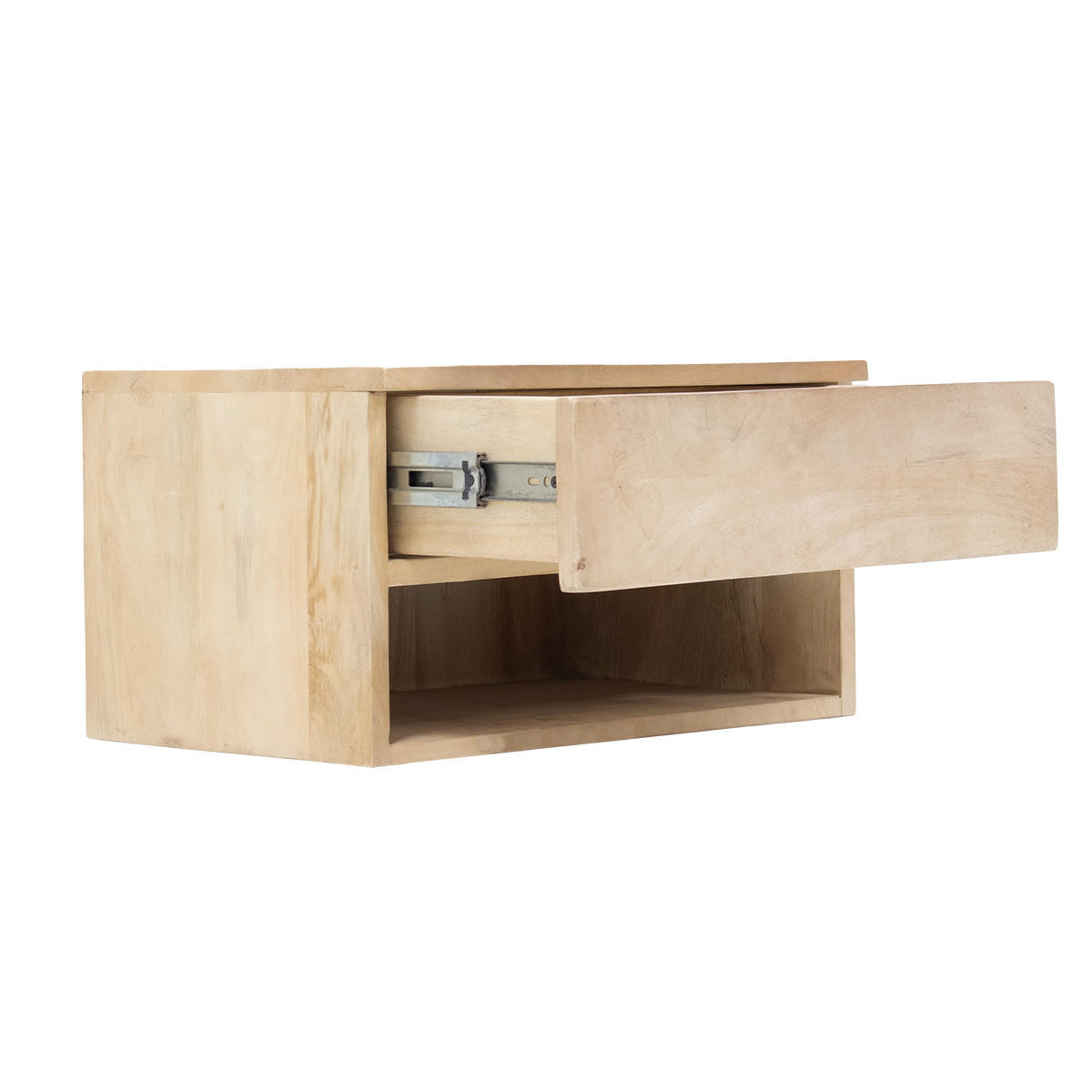 NACHTTISCH mit 1 Schubladen rechteckig aus Mangoholz 45x30x25cm, natürlich - Braun, Holz (45/25/30cm) - Giga Meubel