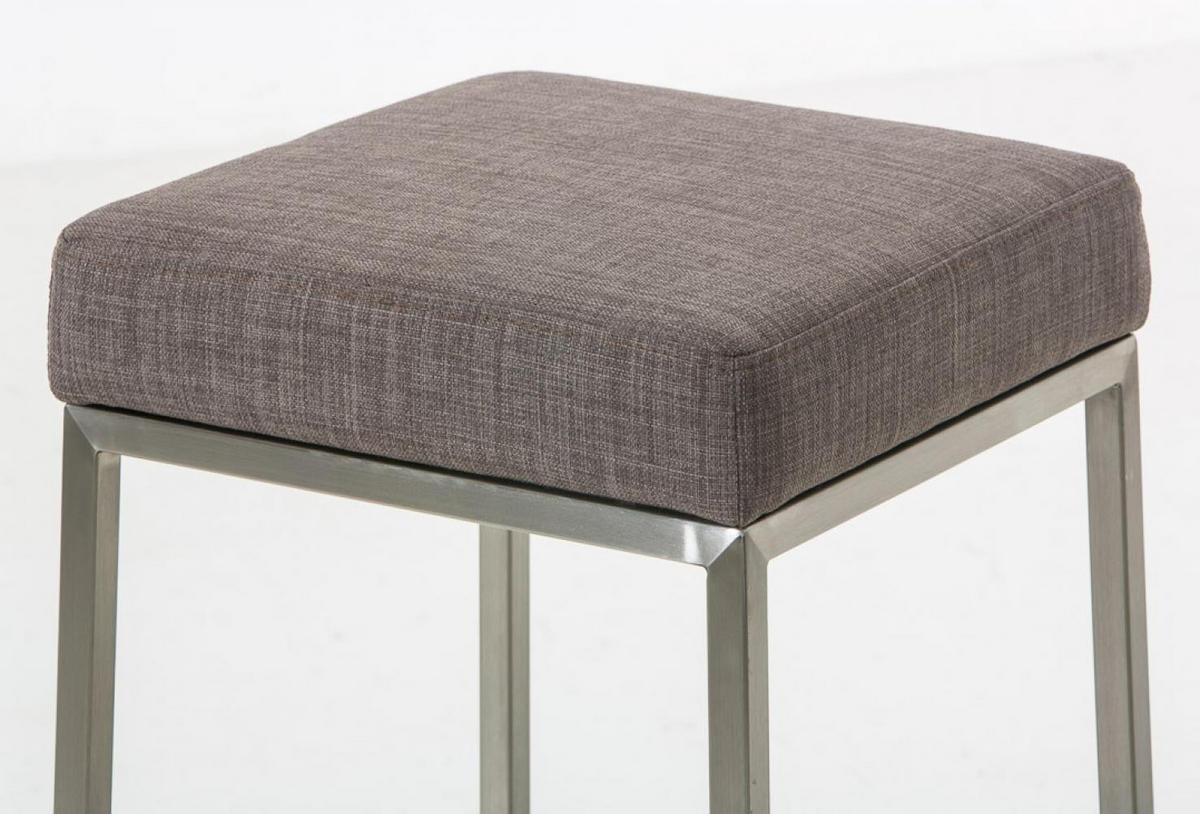 BARHOCKER 2er Set Stoff grau - Edelstahlfarben/Grau, Textil/Metall (37/85/37cm) - CLP