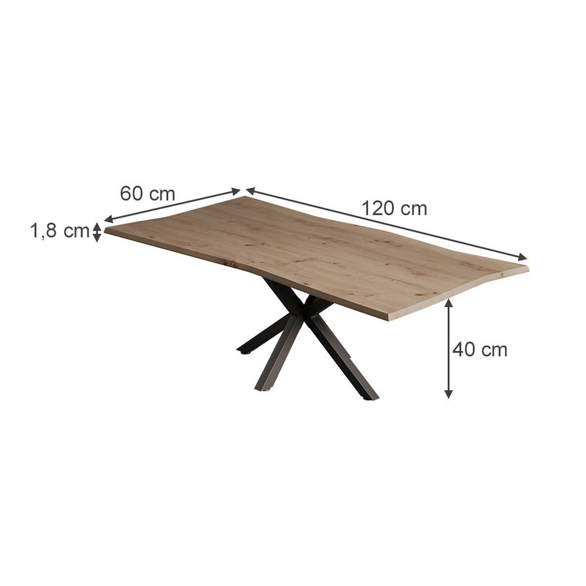 COUCHTISCH Yan Artisan 120 x 60 cm - Hellgrau, Holzwerkstoff (60/120/40cm) - Vicco
