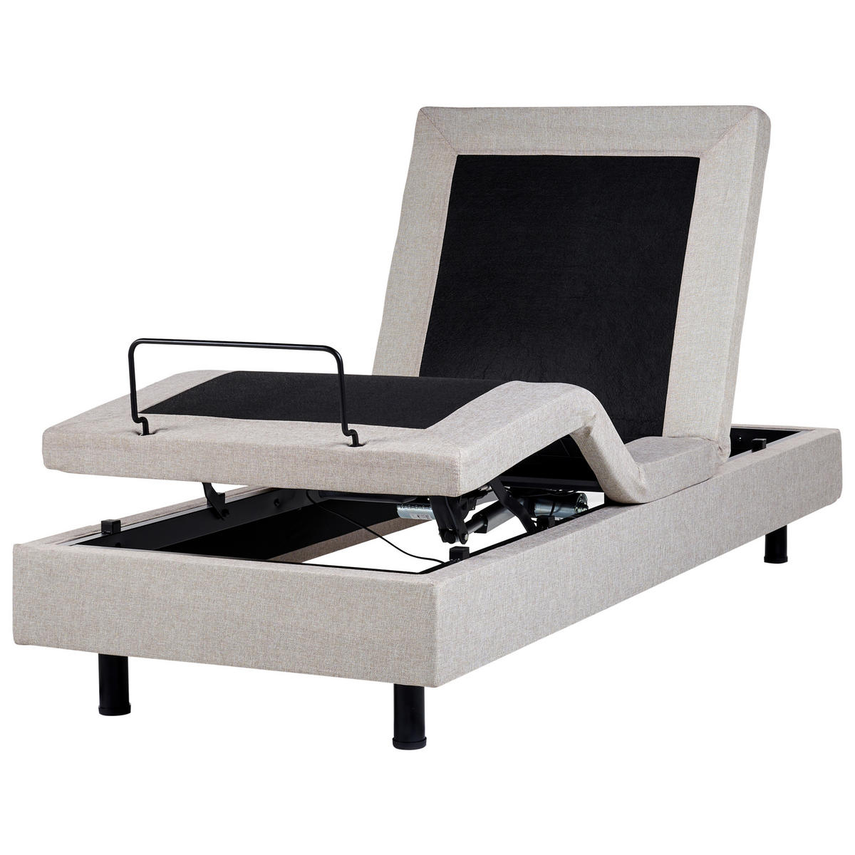 VERSTELLBARES-BETT 90/200 cm Beige Duke - Beige/Schwarz, Textil (90/200cm) - Beliani