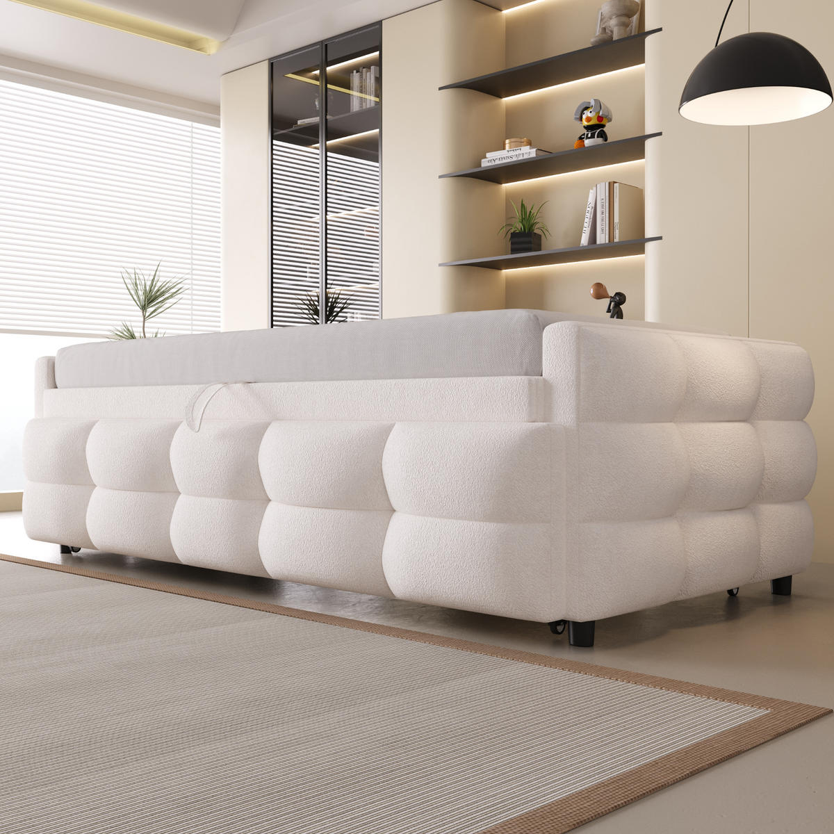 POLSTERBETT 90/190 cm Beige mit Ausziehbett - Beige, Textil (90/200cm) - Oxeza