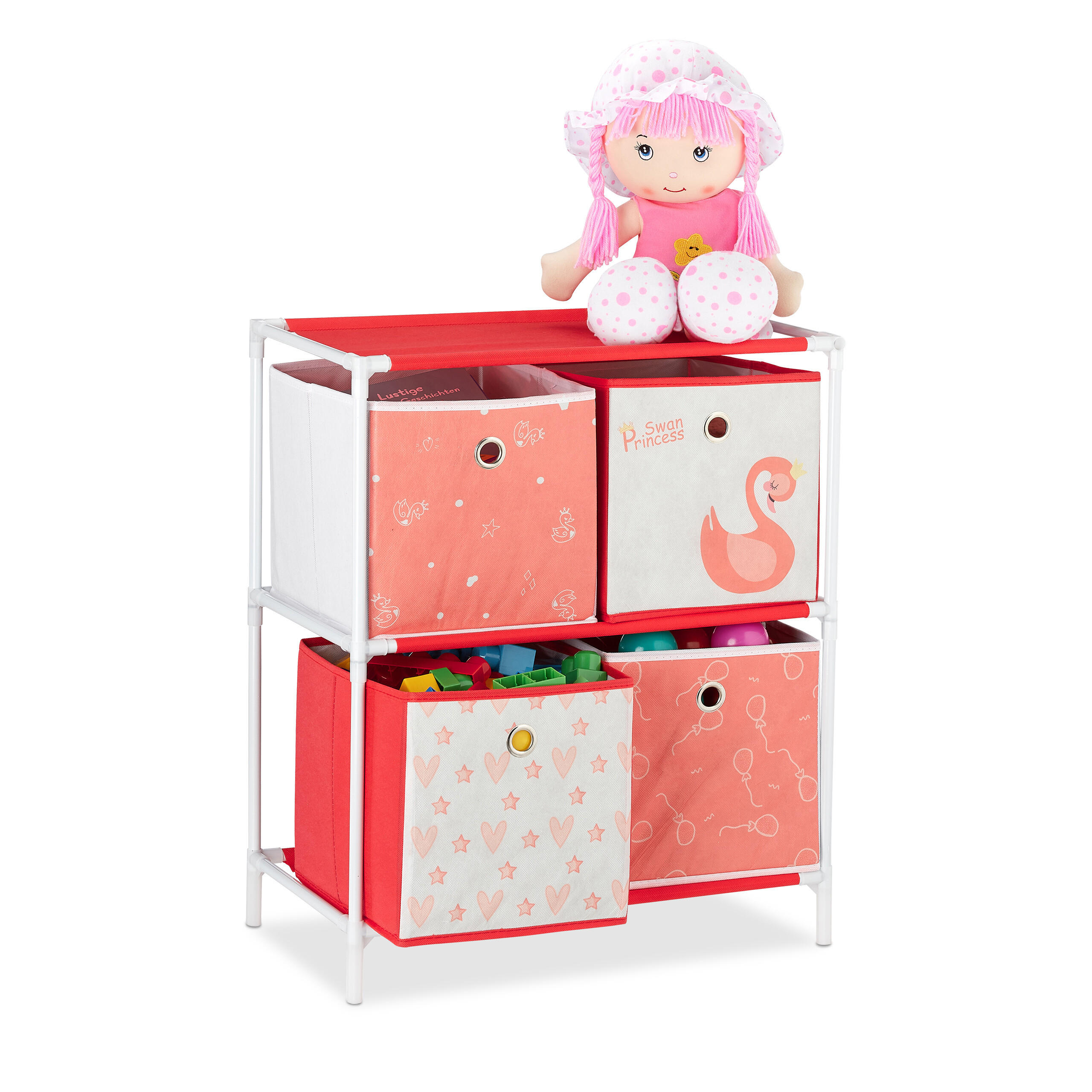 KINDERREGAL Schwan - Multicolor, Kunststoff/Textil (53/62/30cm) - Relaxdays
