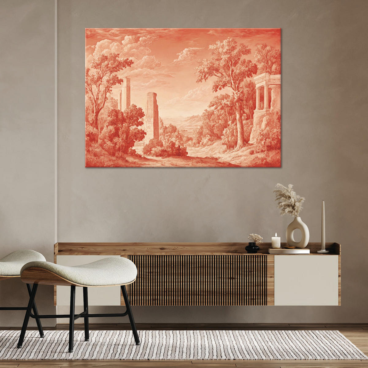 WANDBILD landschaftsarchitektur natur - Rot, Textil (60/40cm) - Feeby