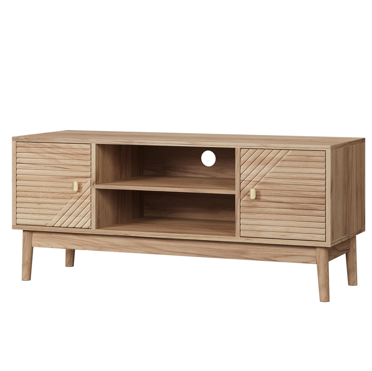 TV-LOWBOARD 110/40/48 cm mit Soft-Close und Kabeldurchlass in Eiche - Braun, Holzwerkstoff (110/48/40cm) - BEAOK