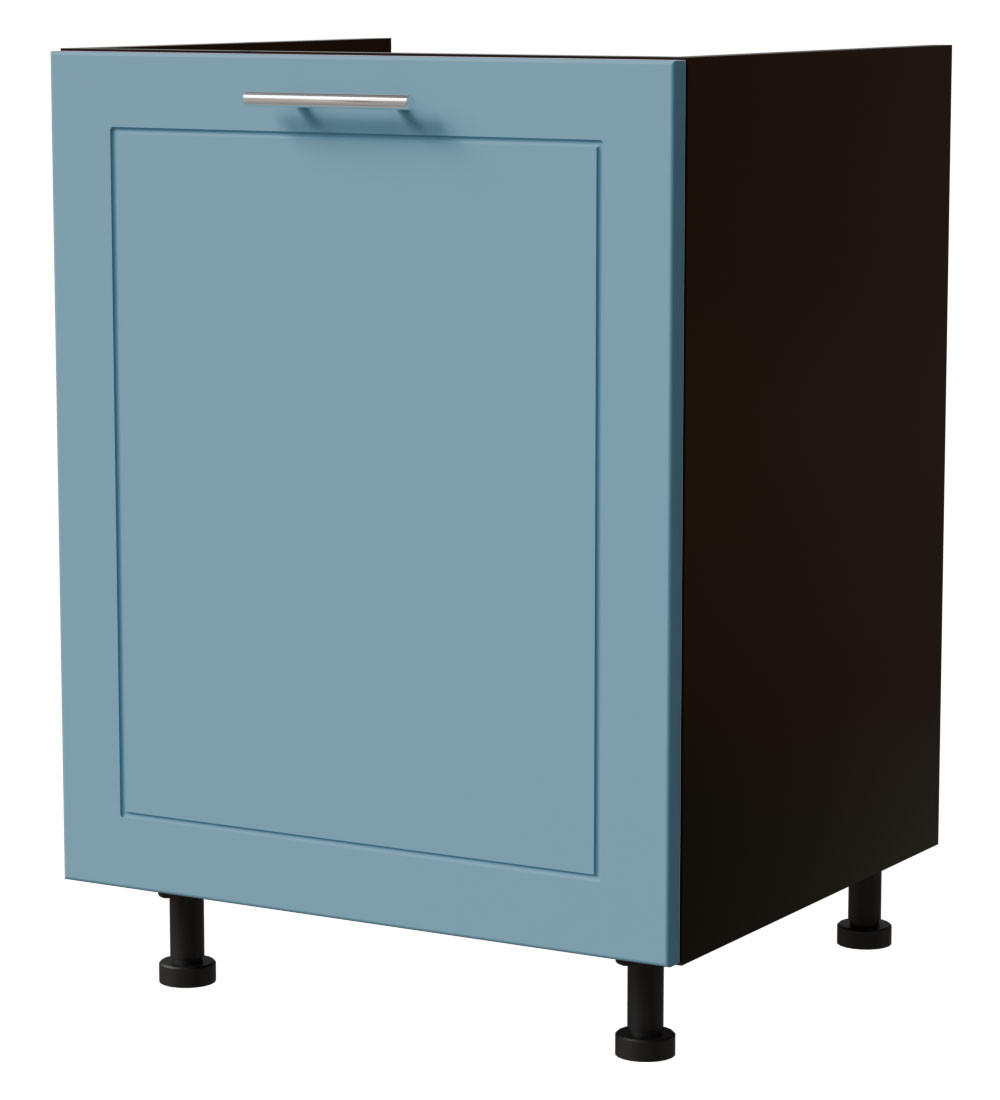 SPÜLENUNTERSCHRANK Bari D1Z/60 Schwarz / RAL 5024 pastellblau 60 / 50 / 82cm REJS Vollauszug - Blau/Schwarz, Holz/Holzwerkstoff (60/82/50cm) - Feldmann-Wohnen