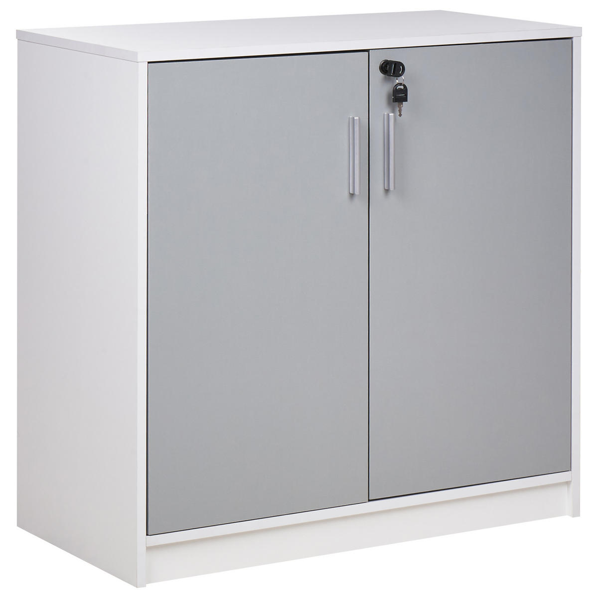 AKTENSCHRANK hellgrau/weiß 80 cm 2 Türen Zehna - Weiß/Grau, Holzwerkstoff (80/80/40cm) - Beliani