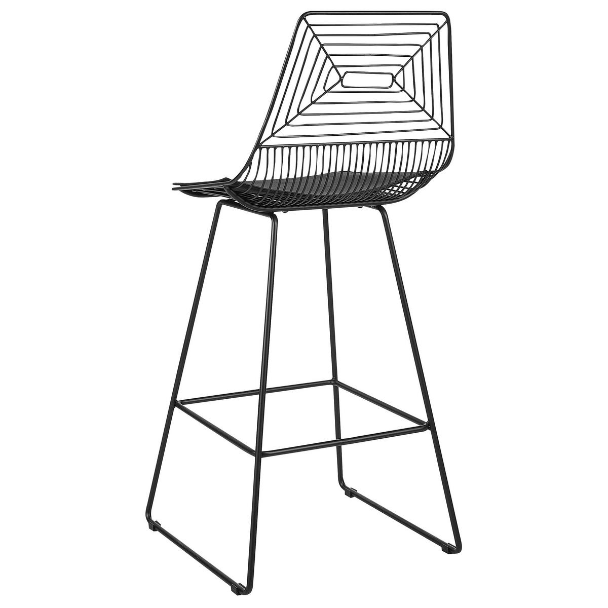 BARSTUHL 2er-Set Metall Schwarz Bisbee - Schwarz, Textil/Metall (50/110/49cm) - Beliani