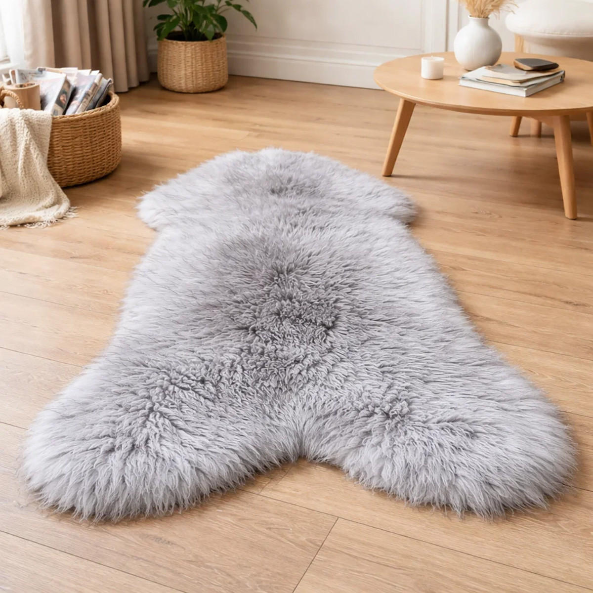 LAMMFELL Öko bunt gefärbt weich Fell Teppich Grau ca. 110 cm - Grau, Fell (60/110cm) - Provellus