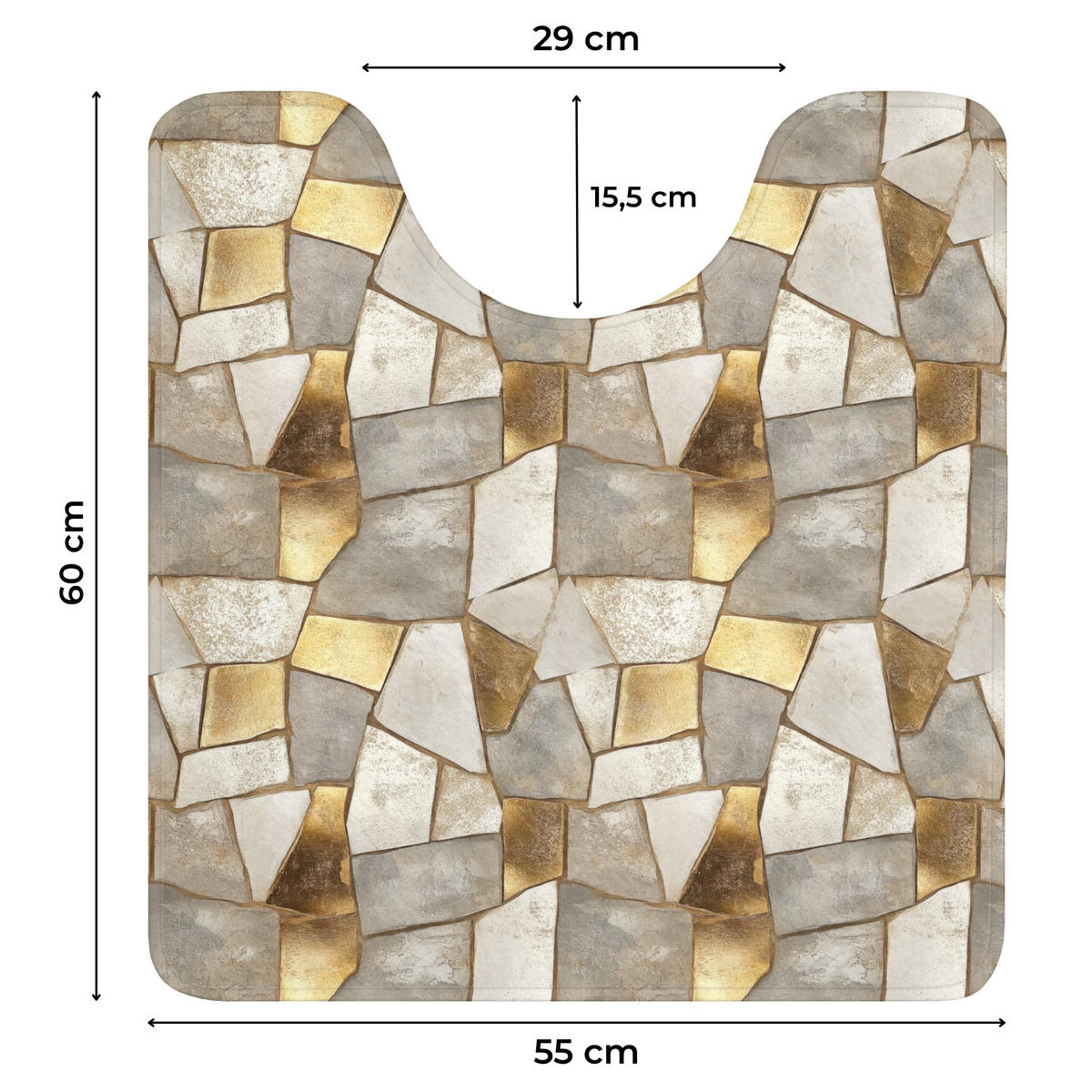 WC PŘEDLOŽKA Mozaika - Mramor - Zlato 55x60 cm - šampaňská, textil/plast (55/1cm) - OnlyWow