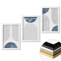 WANDBILDER 3er-Set - 20x30 cm Weißer Rahmen - Abstrakte blaue Muster - Weiß, Kunststoff (20/30cm) - ArtPrintCave