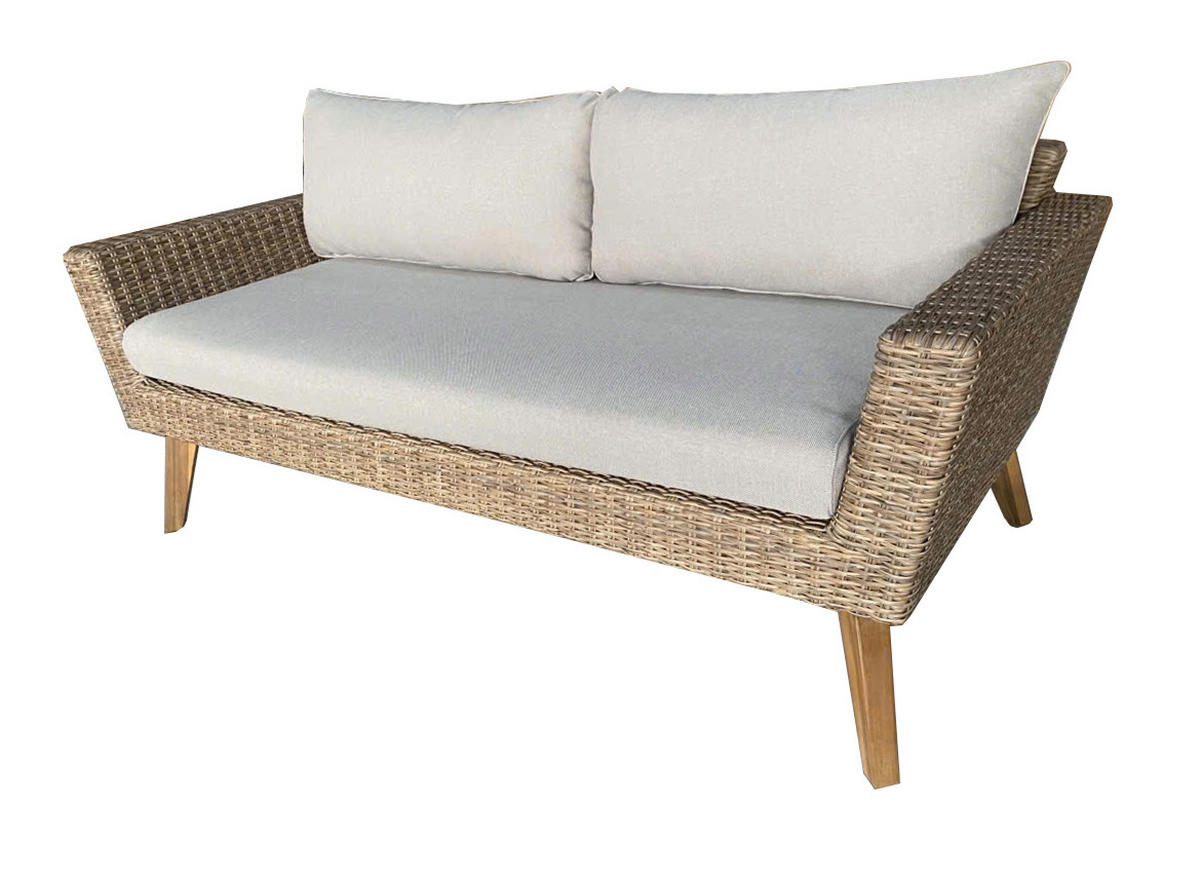 GARTENLOUNGE Set Andalucia Premium 4-tlg. mit bequemen Kissen - Beige, Metall - EUROFAR