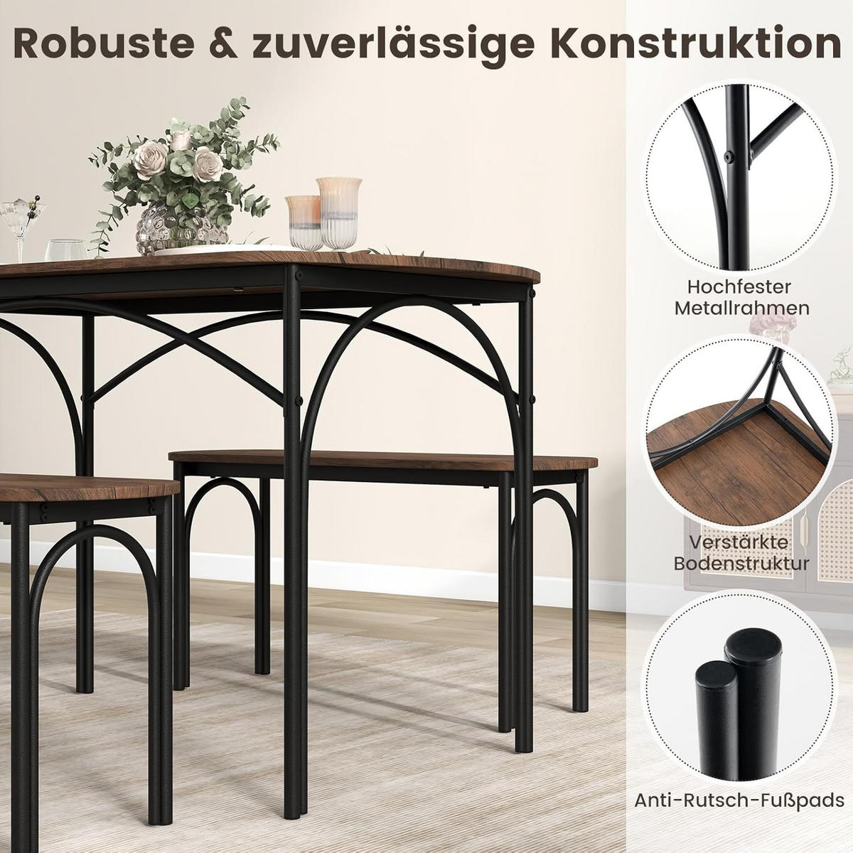 ESSGRUPPEN dunkelbraun(3-teilig) - Dunkelbraun, Holzwerkstoff (70/76/120cm) - COSTWAY