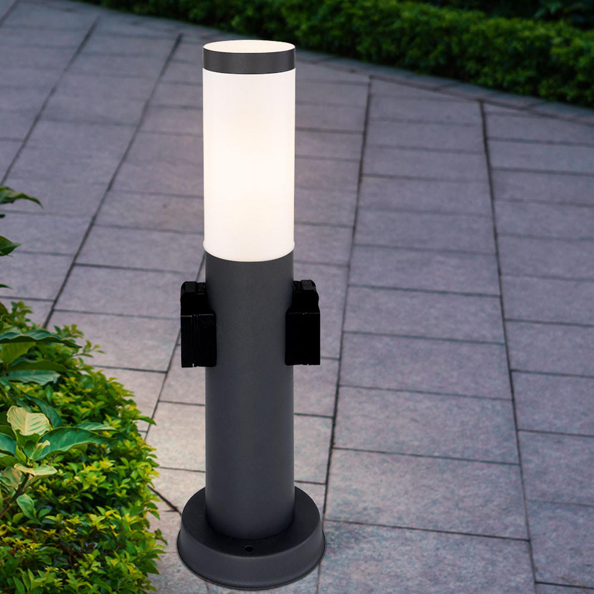 LED SOCKELLEUCHTE Boston Anthrazit Edelstahl - Anthrazit, Metall (12.7/12.7/45cm)