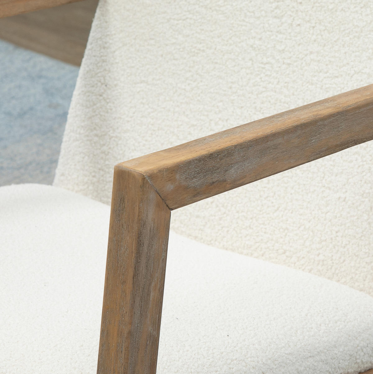 SCHAUKELSTUHL 81/60/71 cm cremeweiß aus Kautschukholz gepolstert - Creme, Textil (81/71/60cm) - OKWISH