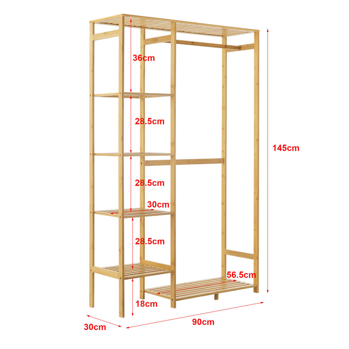 GARDEROBENSTÄNDER Eurajoki - Naturfarben, Holz (90/145/30cm) - [en.casa]