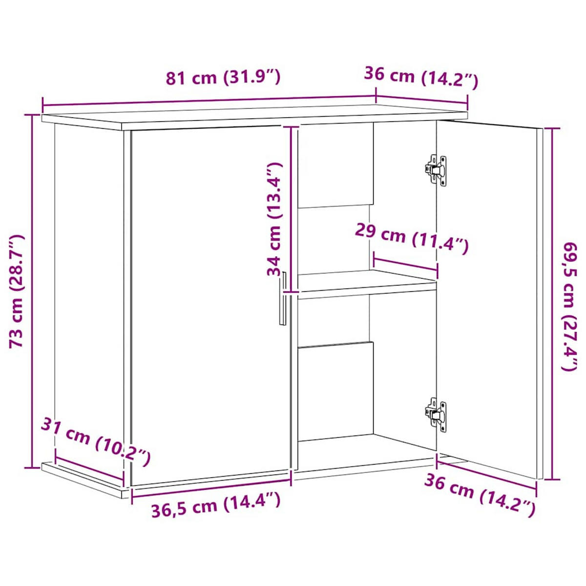 AQUARIUMSTÄNDER Weiss 81/36/73 Cm Holzwerkstoff - Weiß, Holzwerkstoff (36/73/81cm) - vidaXL