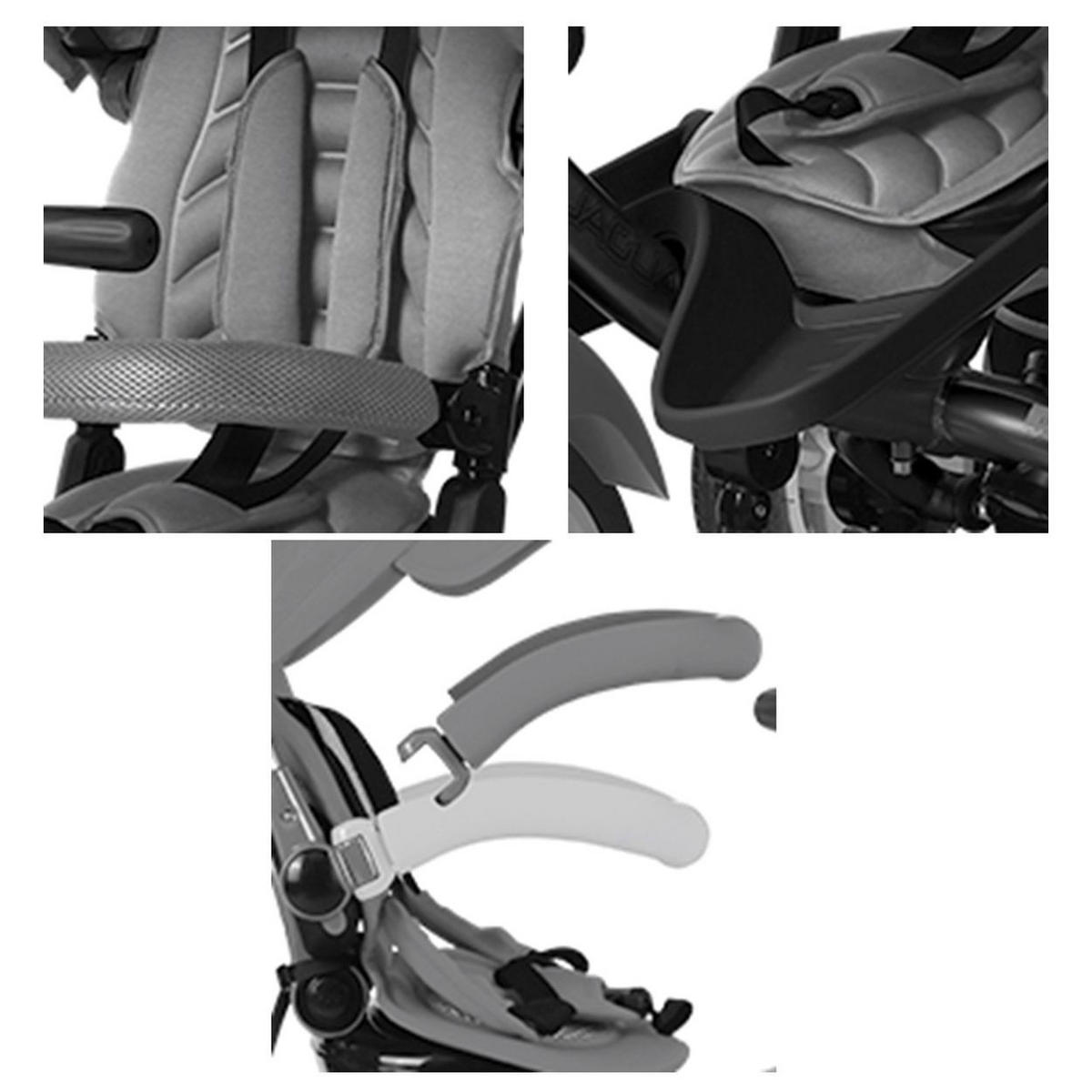 DREIRAD Jaguar 4 in 1 hellgrau Gummireifen, Sitz drehbar, Stange, verstellbar - Grau, Metall (120/53/103cm) - Lorelli
