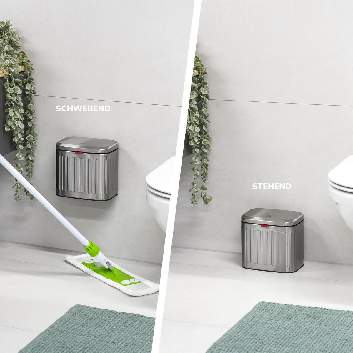 ABFALLEIMER 3 Liter, silber - Edelstahlfarben, Metall (22.5/20/16.5cm) - eluno