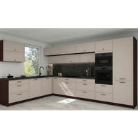 L-FORM KÜCHENZEILE Salo 18-tlg Lava / Kaschmir Matt 387,2 / 266,7 / 207cm - Blum Teilauszug - Kaschmir/Dunkelgrau, Holzwerkstoff/Metall (387.2/207/266.7cm) - Feldmann-Wohnen