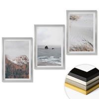 WANDBILDER 3er Set - 40x60 cm Silberner Rahmen - Berge, Wolken, Meer, Sand, Natur - Silberfarben, Kunststoff (40/60cm) - ArtPrintCave