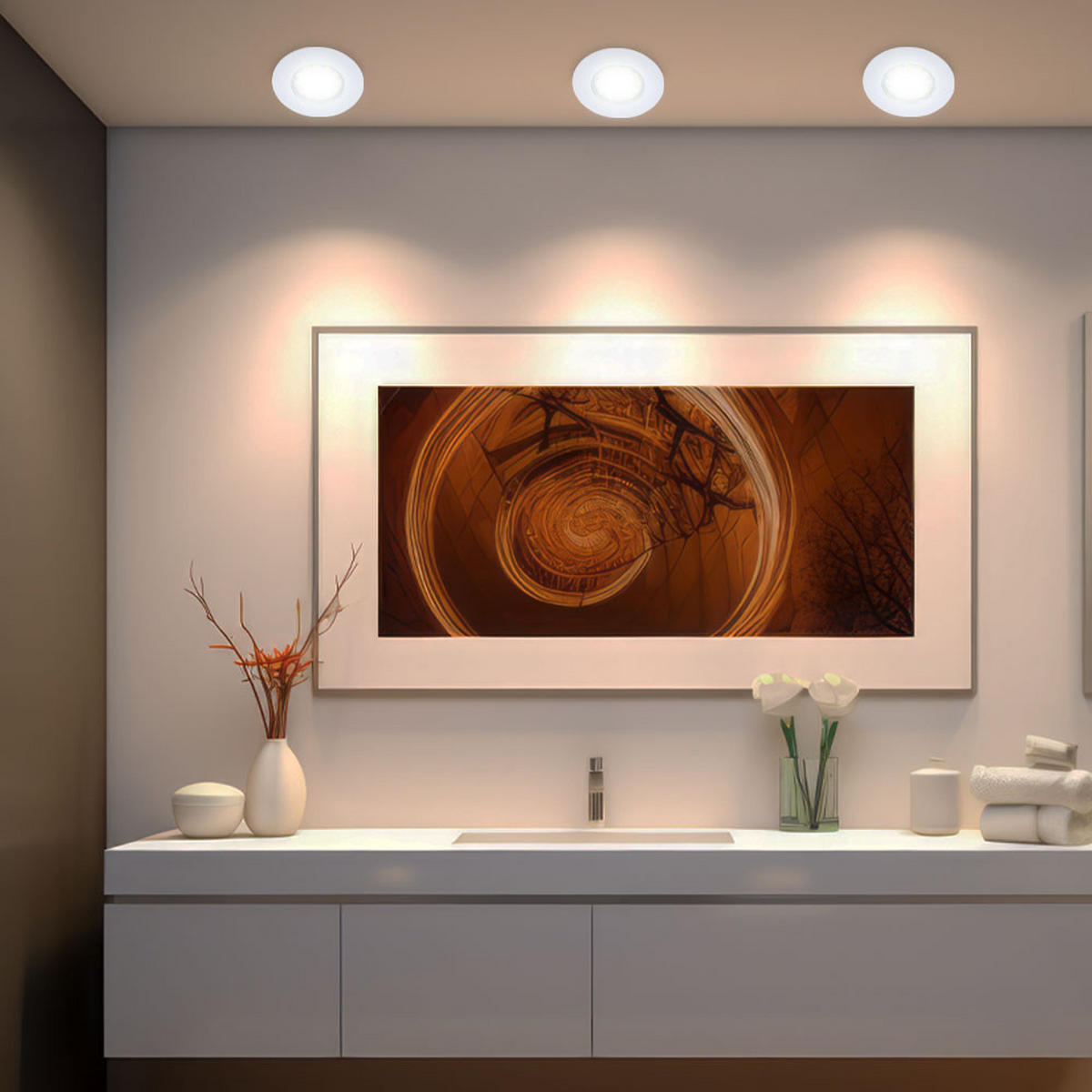 LED EINBAUSTRAHLER Weiß Rund Modern 3er Set - Weiß, Metall (7/7/1.2cm) - Globo Lighting