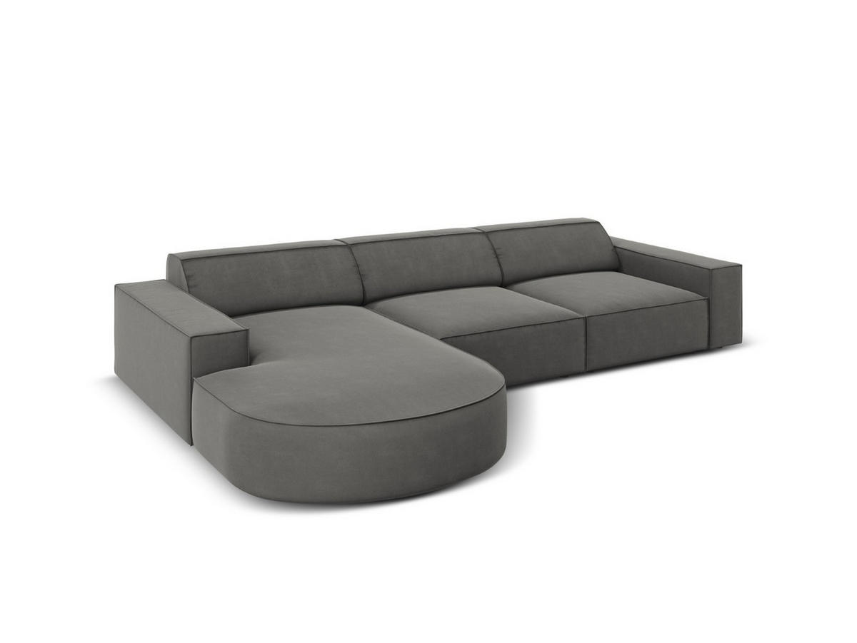 ECKSOFA links Jodie aus Samt hellgrau 4 Sitzplätze - Hellgrau, Textil (166/284cm) - Micadoni