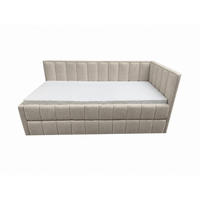 POLSTER-KINDERBETT LUKA 90x200 cm, rechts, mit Ausziehbett – Beige - Beige, Textil