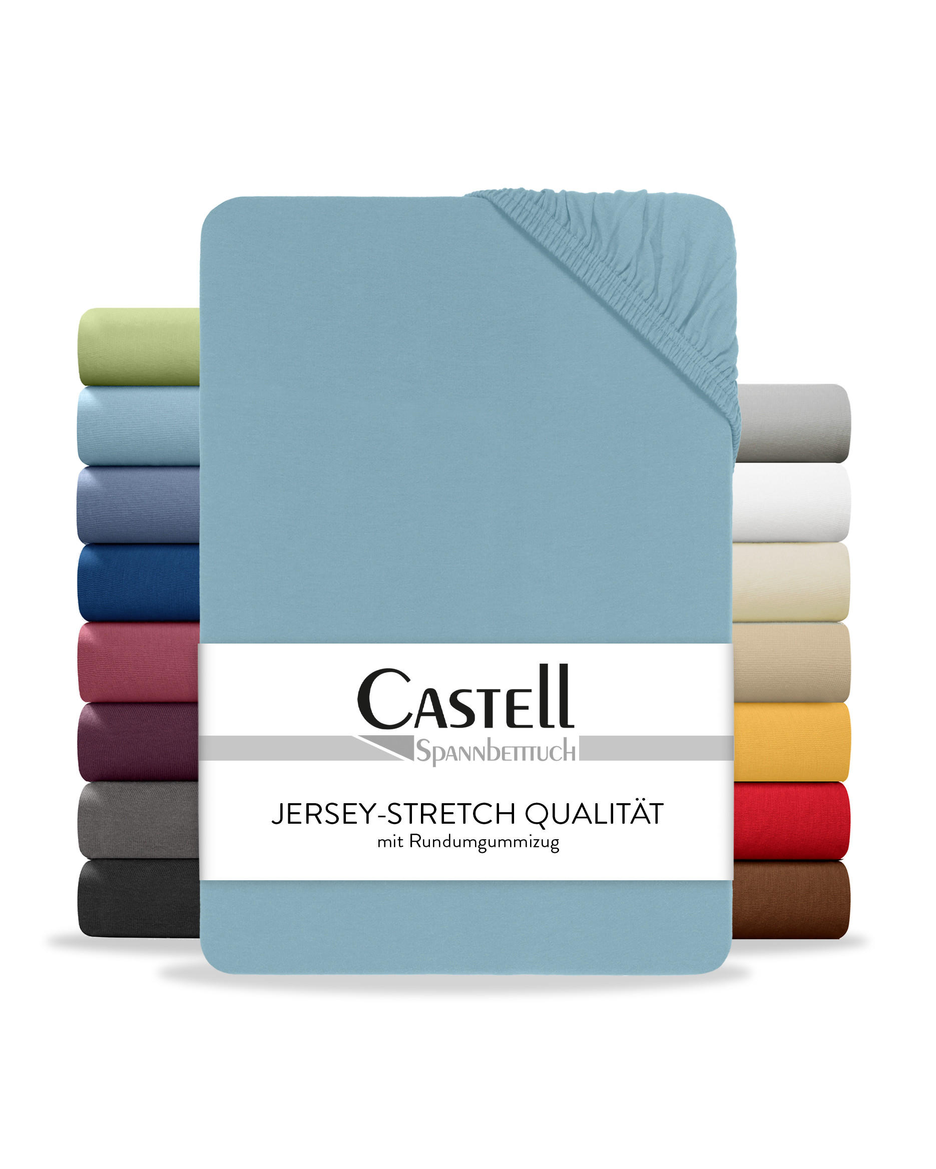 SPANNBETTTUCH Basic Jersey taubenblau, 180x200 cm - 200x200 cm - Blaugrau, Textil (200/200cm) - Castell