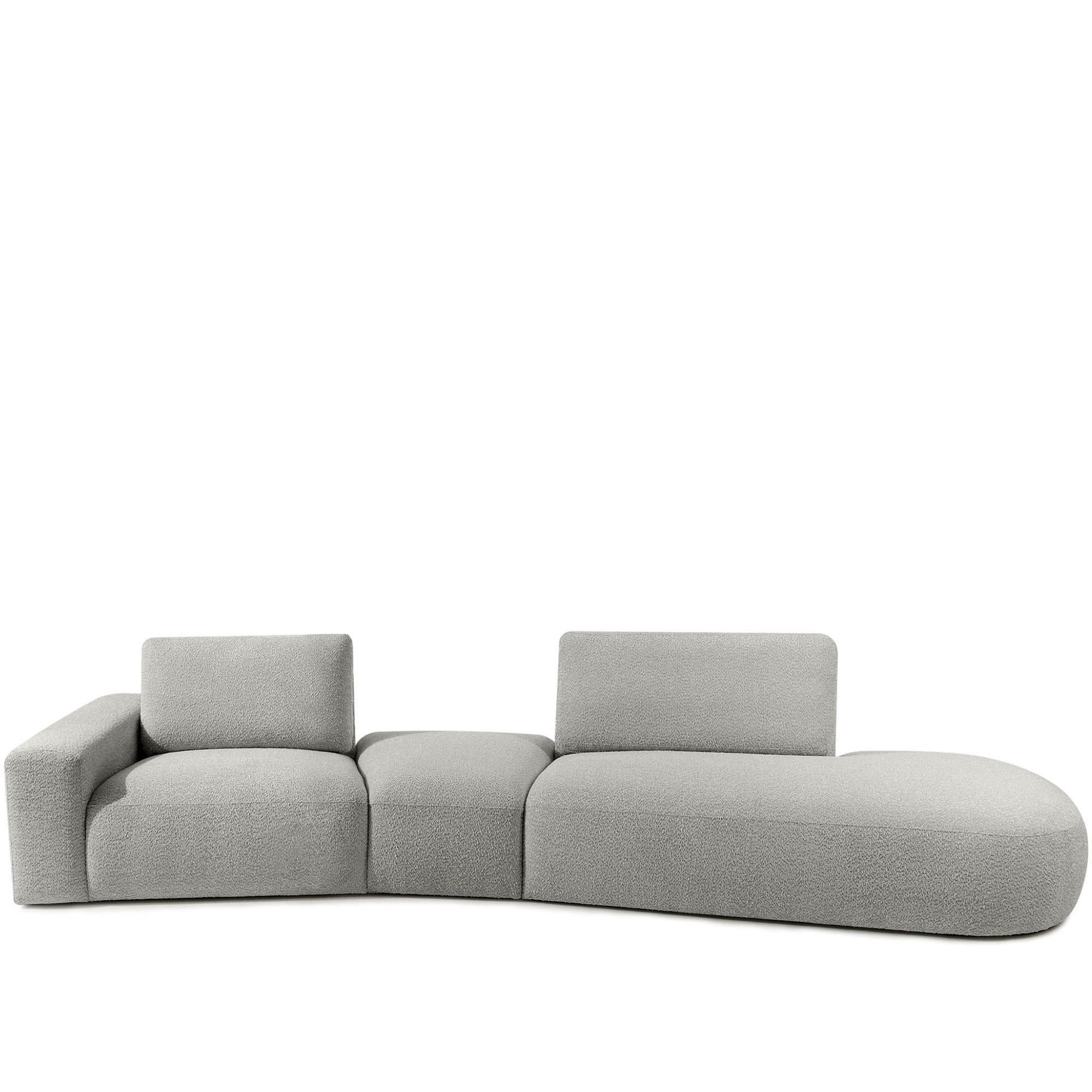 4-SITZER ECKSOFA ZUCCO Boucle rechts, Hellgrau - Hellgrau, Textil (350/84/105cm) - KONSIMO®