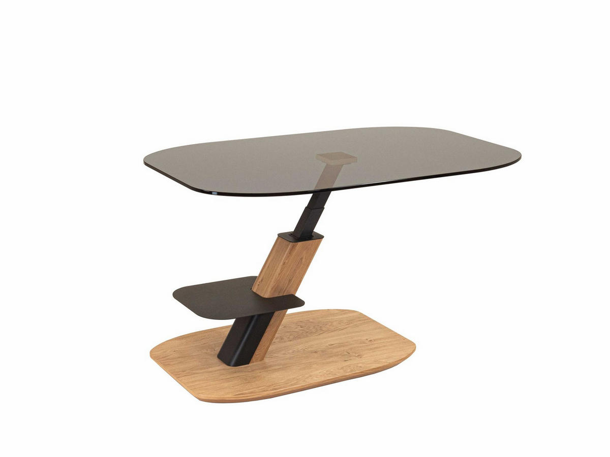 COUCHTISCH höhenverstellbar Codee 110x47x65 Parsolglas Wildeiche/Grau - Wildeiche/Grau, Glas (110/65/65cm) - 58aufmkessel