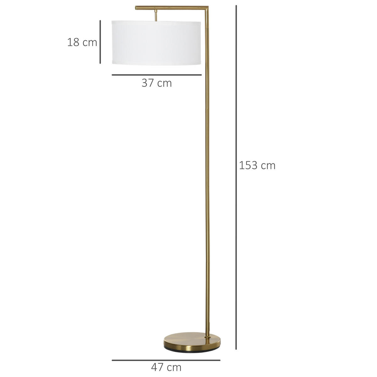 STEHLAMPE Stehleuchte E27 Sockel für Wohnzimmer Stahl Stoffschirm Goldoptik - Multicolor, Metall (47/37/153cm) - HOMCOM