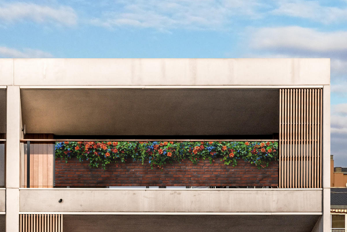 BALKON-SICHTSCHUTZ Blumen - Wand - Grün - Orange - Rotbraun, Kunststoff (500/100cm) - MuchoWow