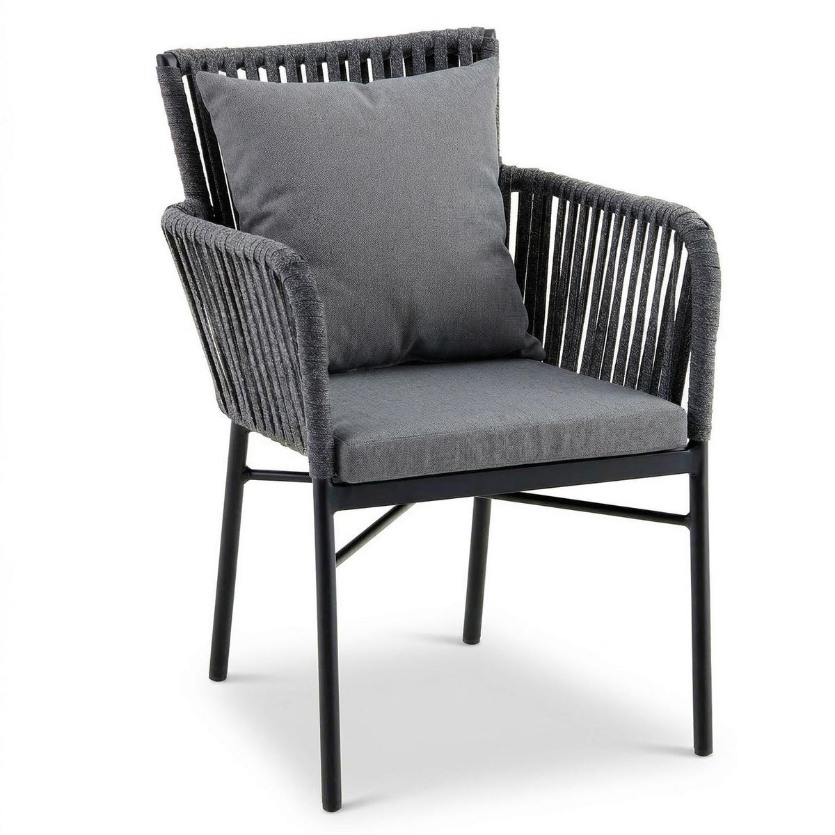 GARTENMÖBEL SET AFUERA 7ER SET GRAU/SCHWARZ - Schwarz/Grau, Metall - IDIMEX