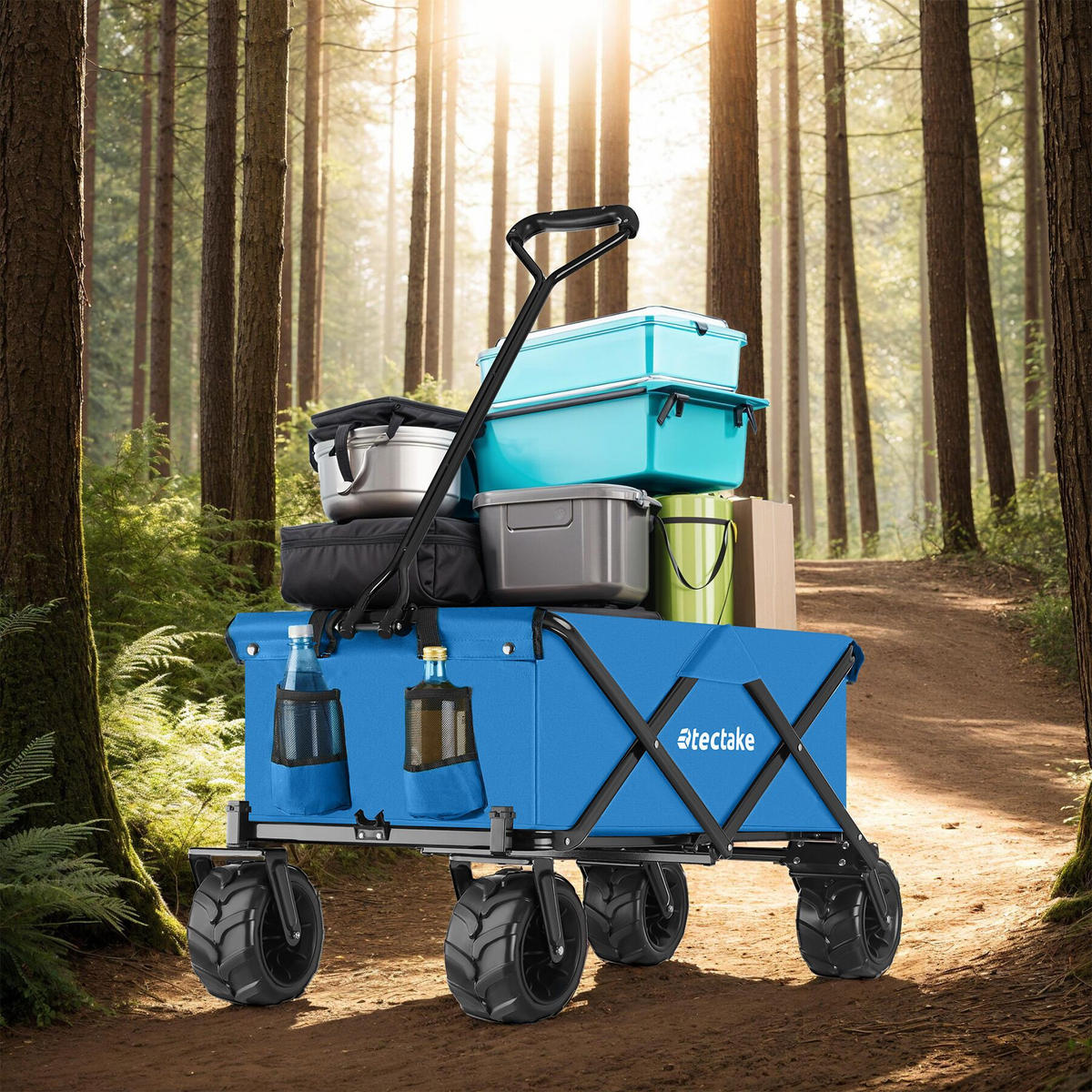 BOLLERWAGEN Heidrun, inklusive Tragetasche, Belastbarkeit 80 kg, blau - Blau, Textil (51/120.5/114cm) - tectake