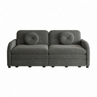 SCHLAFSOFA 166/84/90 cm Grau Chenille mit losen Kissen und Stautaschen an beiden Seiten - Grau, Textil (84/90/166cm) - Oxeza